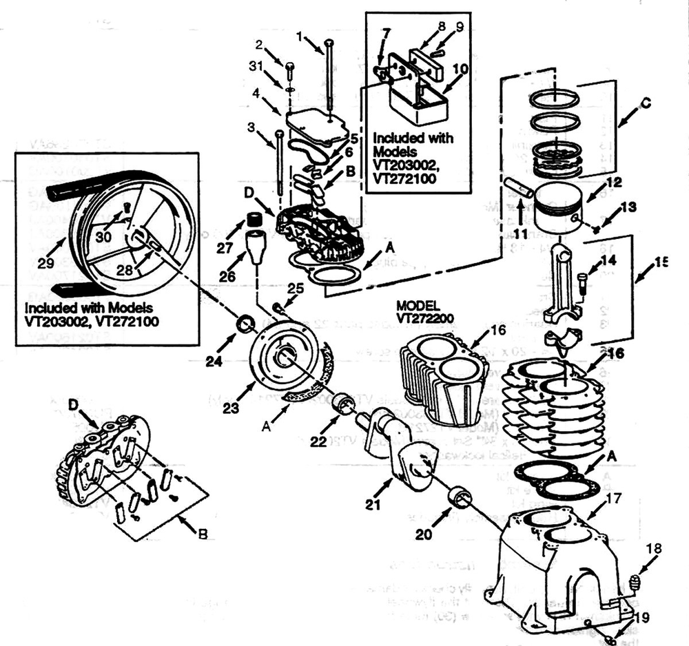 Section 1 Diagram and Parts List for VT232605  Campbell Hausfeld Compressor